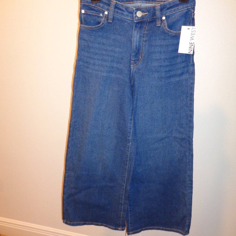 Nine West Wide Leg High Rise Jeans size 4 NWT Style WW93D049RS1